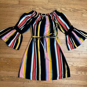 Chic Striped Off-Shoulder Mini Dress